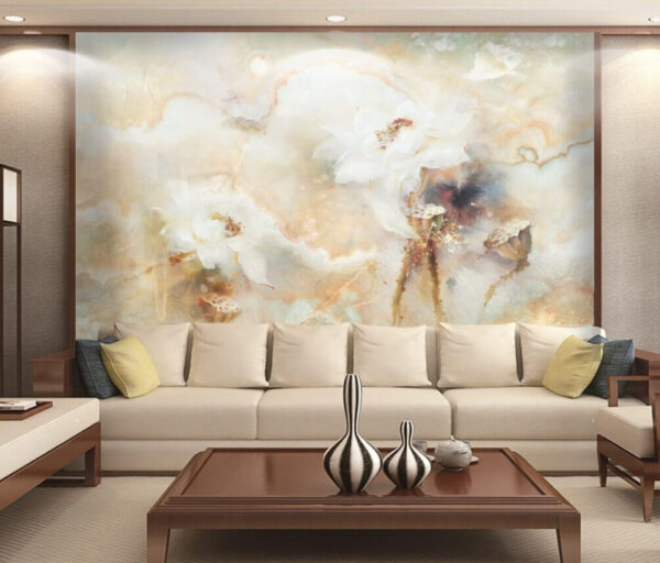 Fototapet Pictură de flori pe o suprafață de marmură