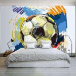 Fototapet Ilustrație vibrantă cu minge de fotbal.