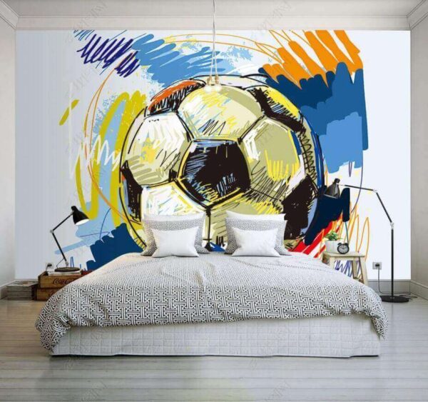 Ilustrație vibrantă cu minge de fotbal Fototapet Ilustrație vibrantă cu minge de fotbal