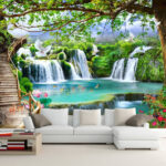 Fototapet Pasăre albă care zboară în aer