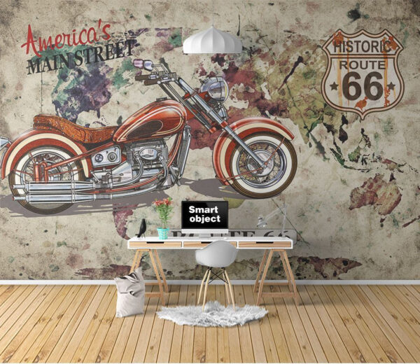 Motocicleta pe o hartă Fototapet Motocicleta pe o hartă