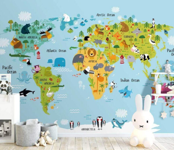 Harta Africii cu animale Fototapet Harta Africii cu animale