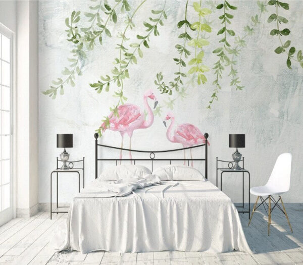 Acuarelă a unui flamingo Fototapet Acuarelă a unui flamingo