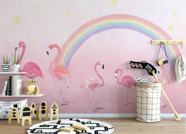 Flamingo roz pe un fundal roz Fototapet Flamingo roz pe un fundal roz
