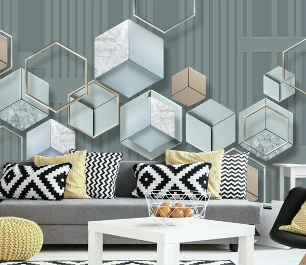 Wallpaper cu hexagoane și forme geometrice Fototapet Wallpaper cu hexagoane și forme geometrice