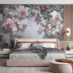 Fototapet Flori delicate pe fundal texturat