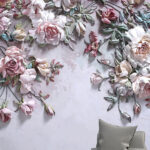 Fototapet Flori delicate pe fundal texturat.