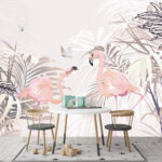 Fototapet Flamingo roz cu cioc negru