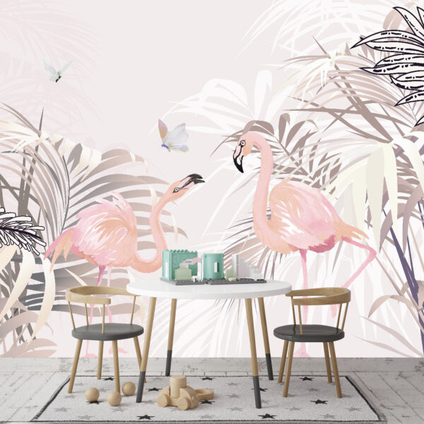 Flamingo roz cu cioc negru Fototapet Flamingo roz cu cioc negru