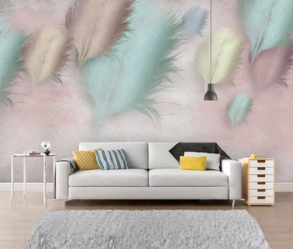 Fototapet Grup de pene pe un fundal roz