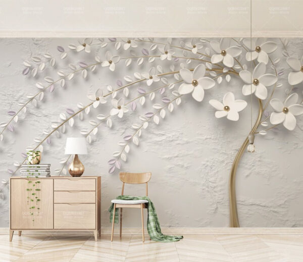Design floral elegant pe fundal texturat Fototapet Design floral elegant pe fundal texturat