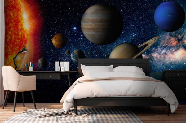 Planetă în spațiu cu stele Fototapet Planetă în spațiu cu stele