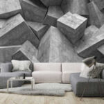Fototapet Cuburile de beton creează haos geometric.