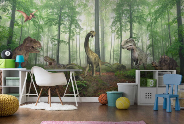 Dinozaur în pădure Fototapet Dinozaur în pădure