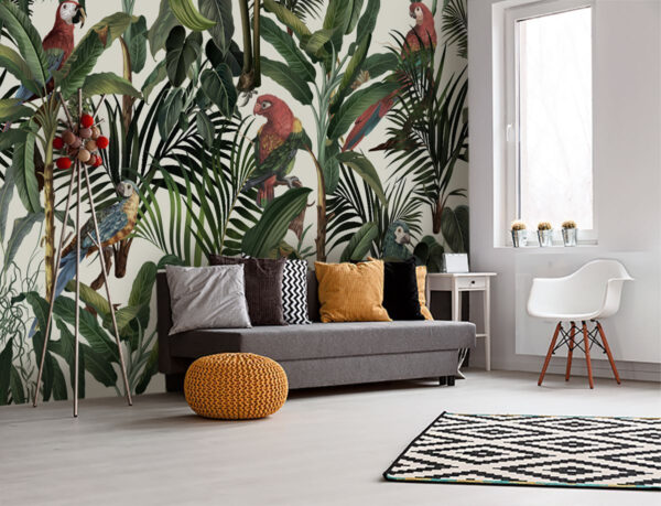 Fototapet Wallpaper cu păsări și plante