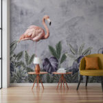 Fototapet Flamingo și plante