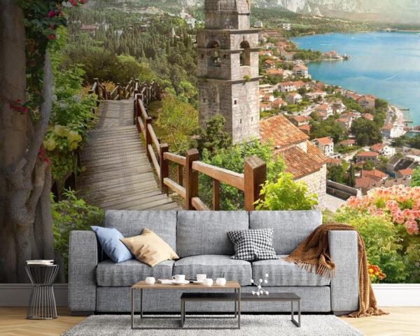 Fototapet Scară care duce spre un oraș