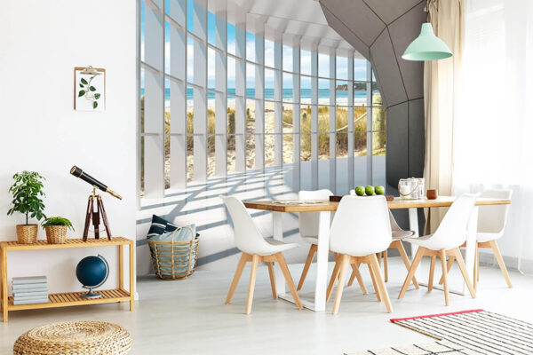 Fototapet Vedere însorită la plajă prin ferestre geometrice