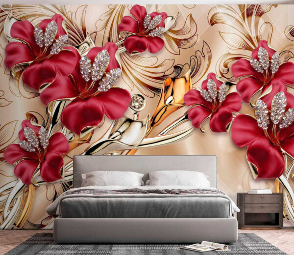 Design floral ornamentat cu sclipici Fototapet Design floral ornamentat cu sclipici