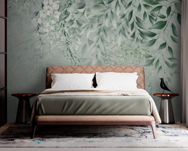 Eleganță florală cu frunze subtile Fototapet Eleganță florală cu frunze subtile