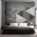 Fototapet Geometrie abstractă în monocromie și galben