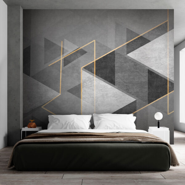 Geometrie abstractă în monocromie și galben Fototapet Geometrie abstractă în monocromie și galben