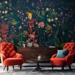 Fototapet Paradis floral cu păsări vibrante