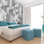Fototapet Model geometric hexagonal în scală de gri.
