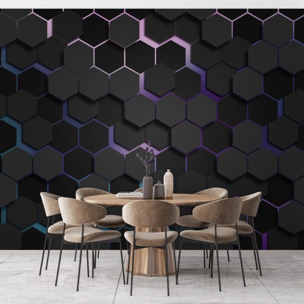 Fototapet Grup de hexagoane negre