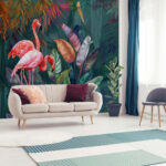 Fototapet Flamingo roz cu picioare lungi