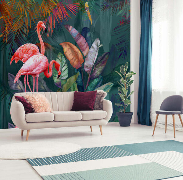 Flamingo roz cu picioare lungi Fototapet Flamingo roz cu picioare lungi