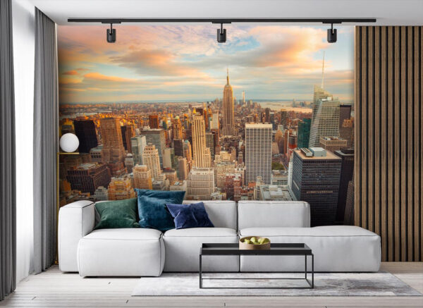 City skyline la apus de soare Fototapet City skyline la apus de soare