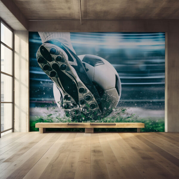 Pantoful de fotbal lovește mingea Fototapet Pantoful de fotbal lovește mingea