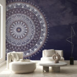 Fototapet Mandala violet și alb
