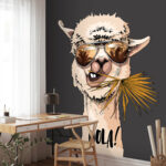 Fototapet Llama se relaxează cu ochelari reci.