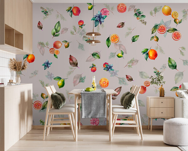 Fototapet Fototapet Citrice fructe și frunze model de design (SKU: u98770v1)