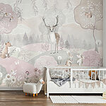 Fototapet Pictura unei căprioare și flori