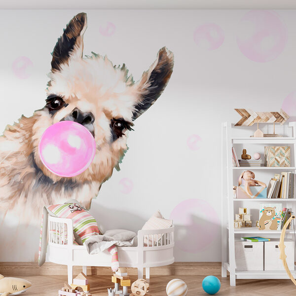 Llama suflă un balon Fototapet Llama suflă un balon