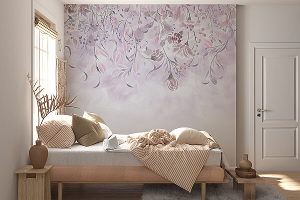 Fototapet Delicate florale acuarelă ilustrare design