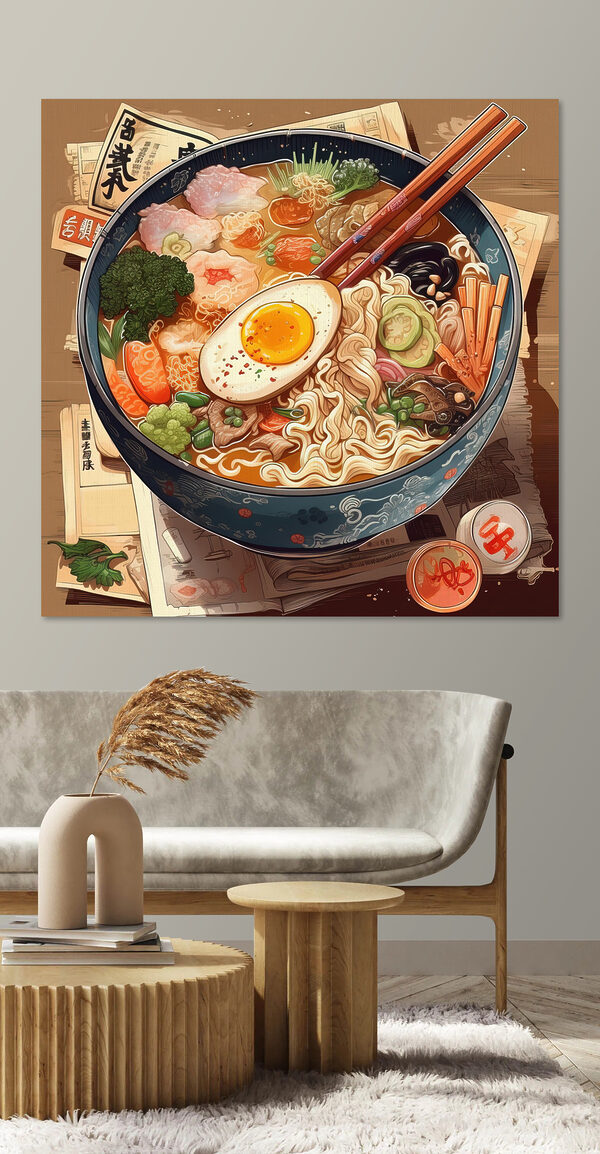 Bol de ramen cu bețișoare și un ou Tablouri Bol de ramen cu bețișoare și un ou