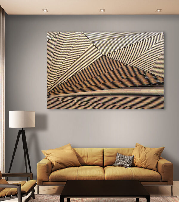 Model geometric din lemn cu linii Tablouri Model geometric din lemn cu linii