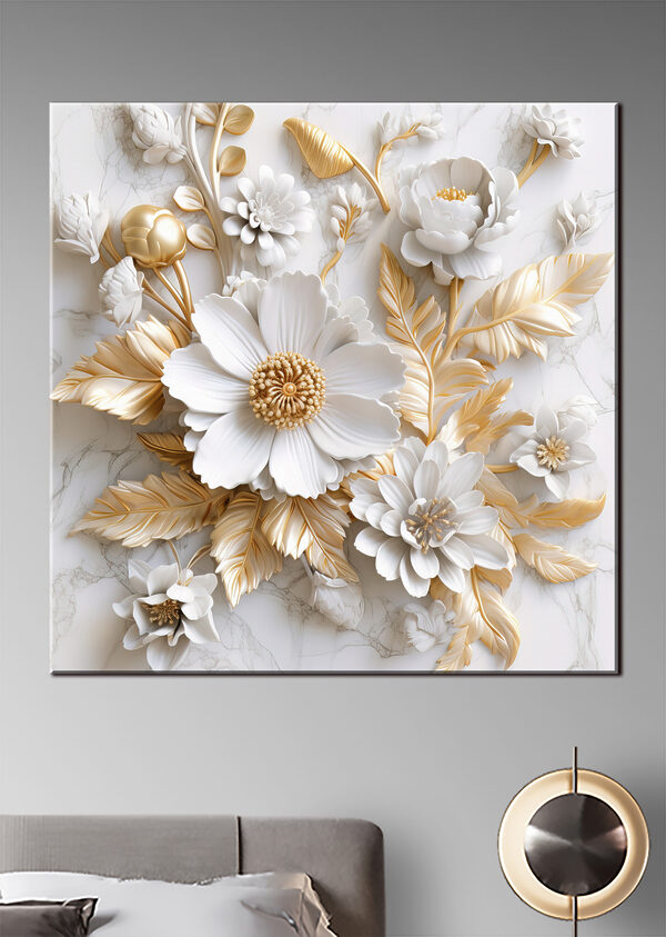 Relief floral ornamentat cu tonuri elegante Tablouri Relief floral ornamentat cu tonuri elegante