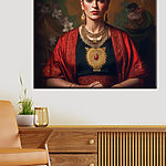 Tablouri Portret colorat cu coif floral.