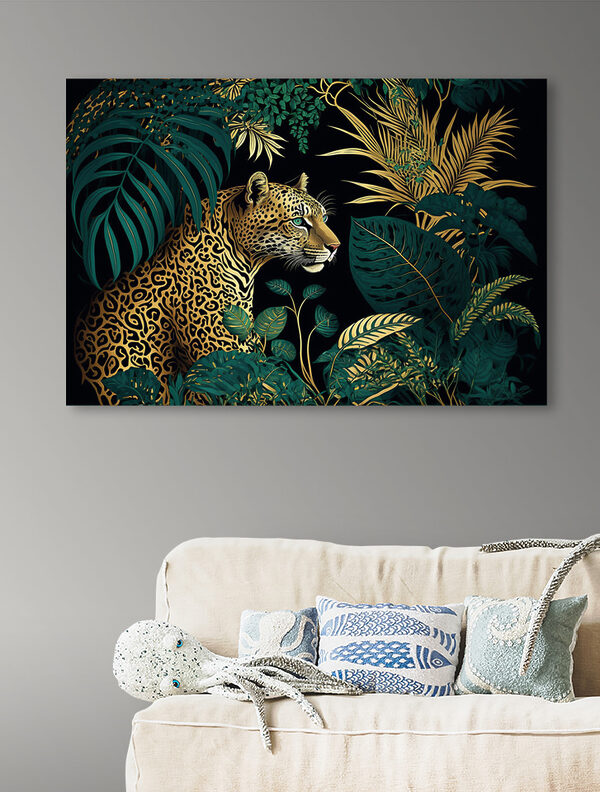 Leopard ascuns printre frunze luxuriante Tablouri Leopard ascuns printre frunze luxuriante