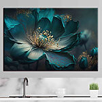 Tablouri Floare teal luminoasă cu accente strălucitoare