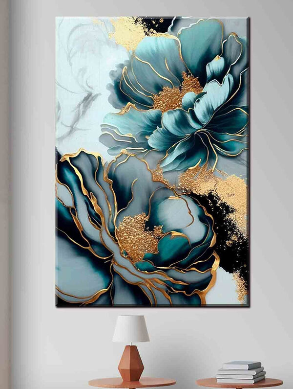 Operă de artă florală elegantă cu accente metalice Tablouri Operă de artă florală elegantă cu accente metalice