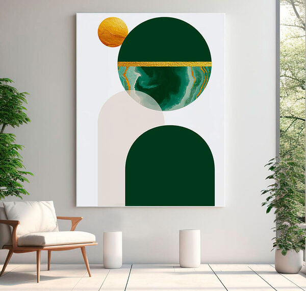 Globuri de smarald plutind în spațiul abstract Tablouri Globuri de smarald plutind în spațiul abstract