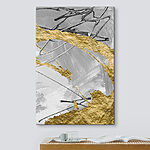 Tablouri Pensule abstracte cu accente metalice.