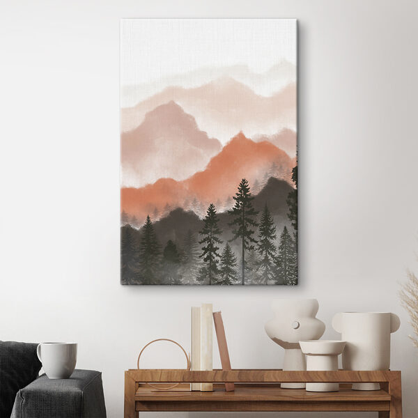 Tablouri Munți cețoși cu siluete de pădure