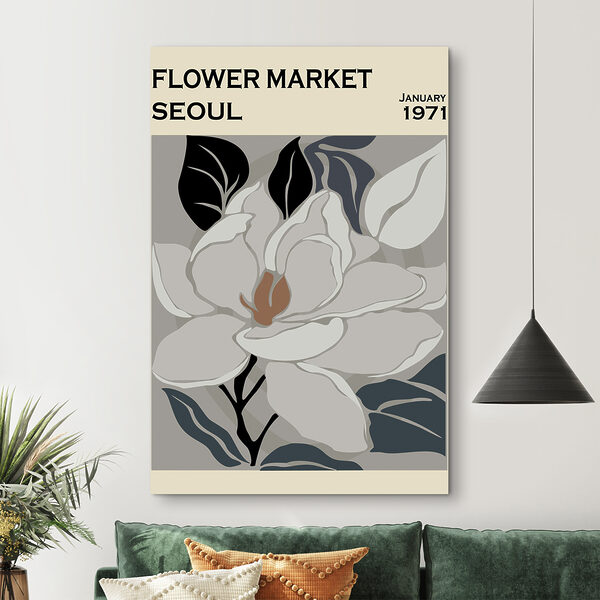 Tablouri Floare albă cu frunze negre (SKU: s37265) Tablouri Tablouri Floare albă cu frunze negre (SKU: s37265)